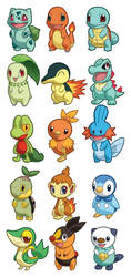Pokemon Starter Sets 1-5 by cosplayscramble