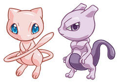 Pokemon Legendaries Mew + Mewtwo by cosplayscramble