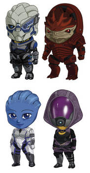 Mass Effect Sets 1+2: Garrus, Wrex, Liara, Tali by cosplayscramble