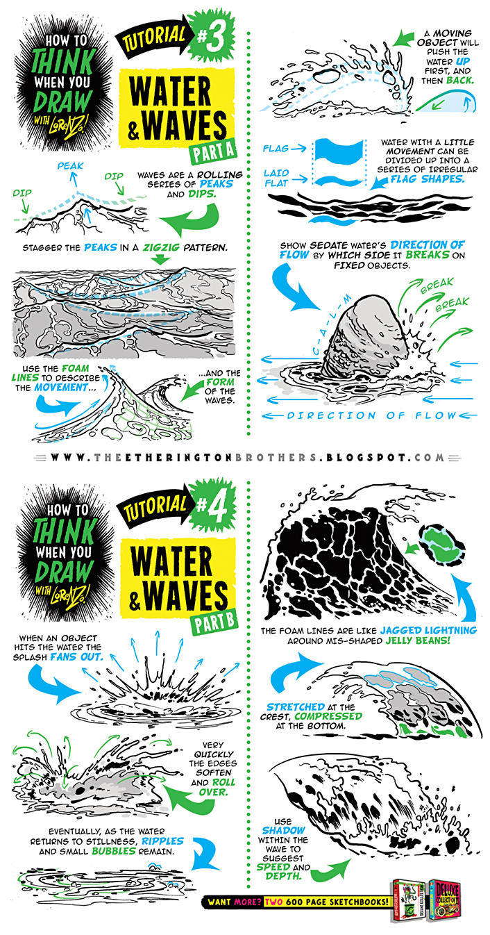 How to draw WATER WAVES SEA SPLASHES tutorial by STUDIOBLINKTWICE