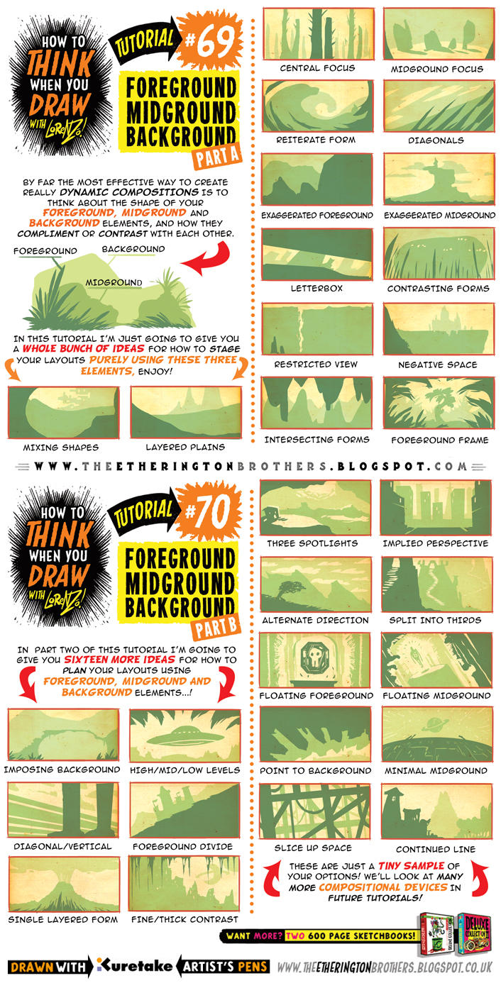 How to draw FOREGROUND MIDGROUND BACKGROUND by STUDIOBLINKTWICE