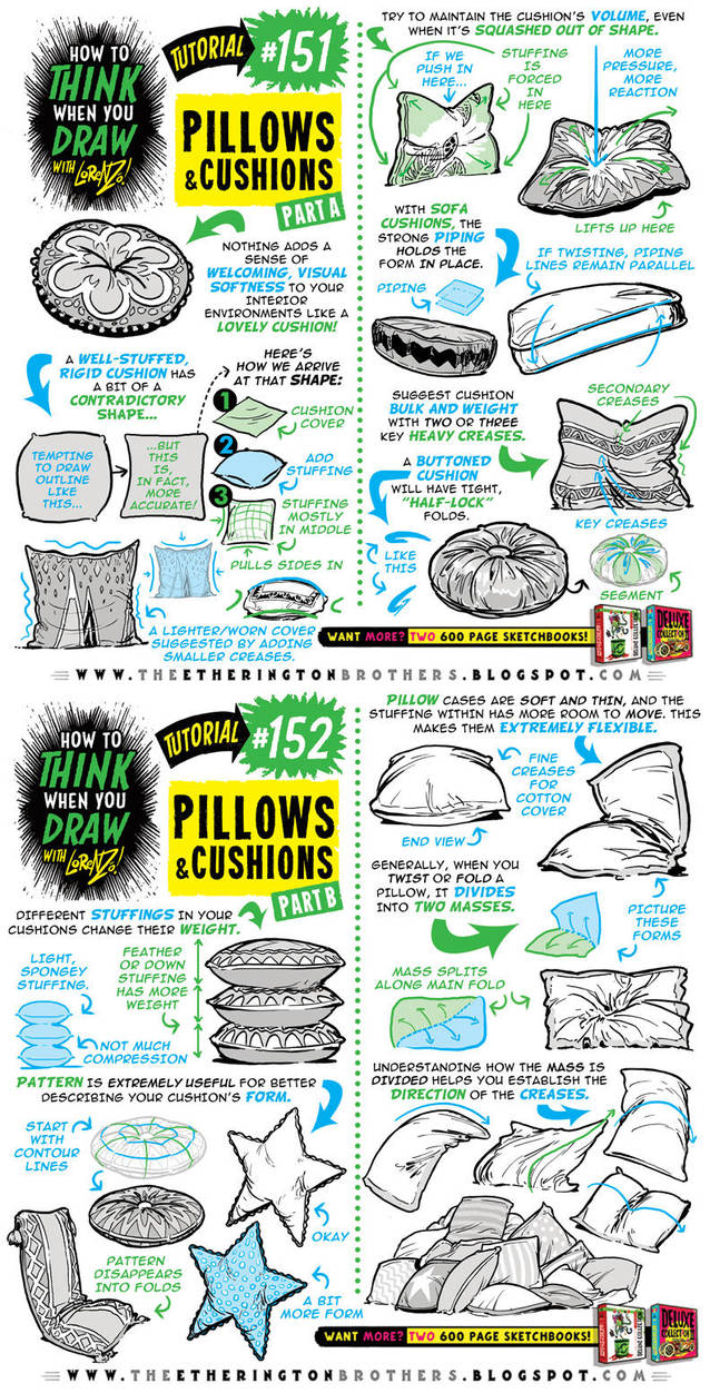 How to draw PILLOWS and CUSHIONS tutorial by STUDIOBLINKTWICE