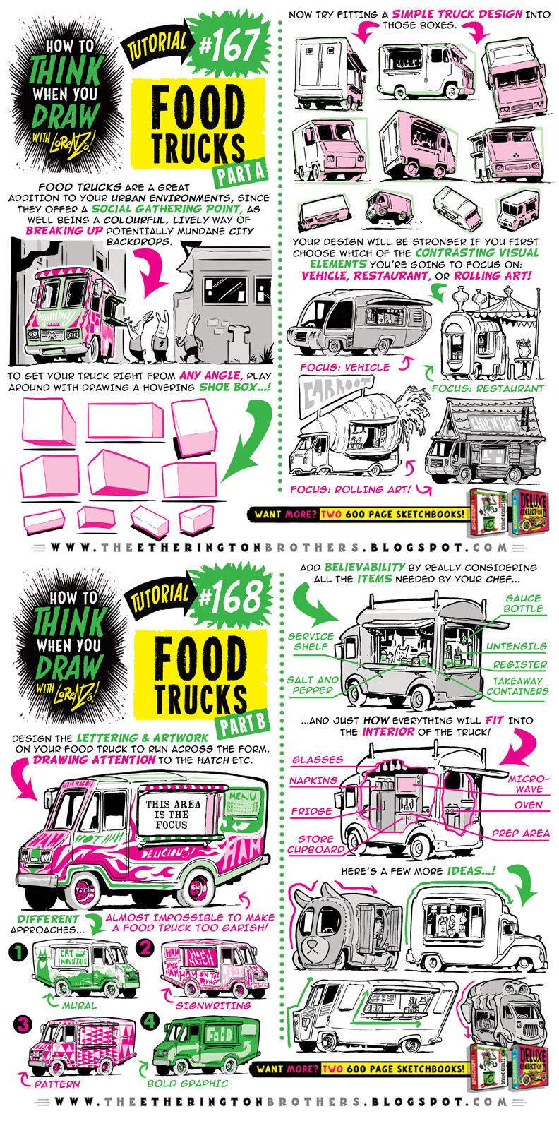 How to draw FOOD TRUCKS tutorial by STUDIOBLINKTWICE