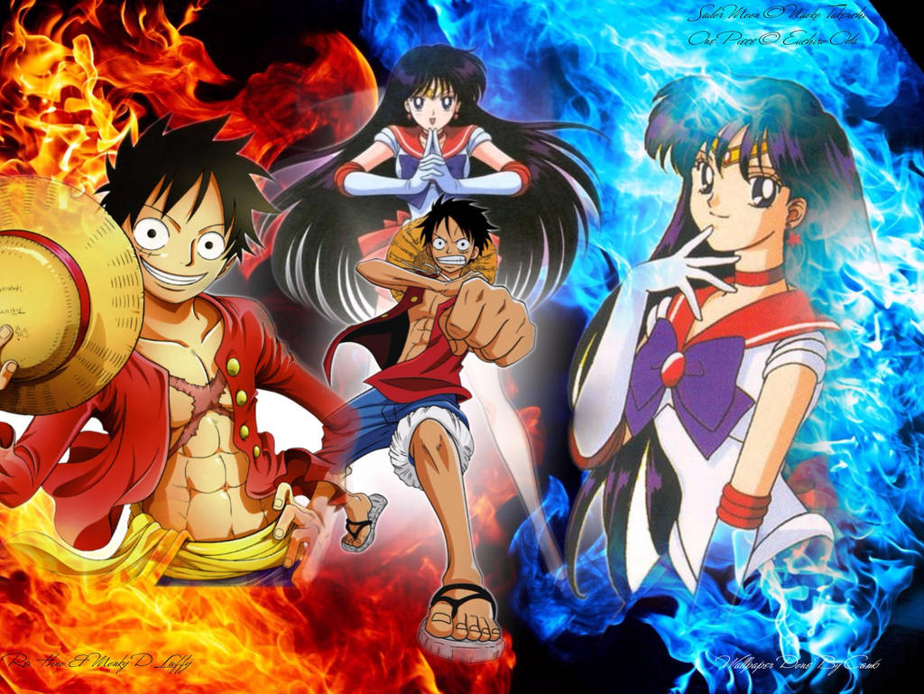 Luffy And Hino Blue And Red Fire Wallpaper By Cam6 On Deviantart
