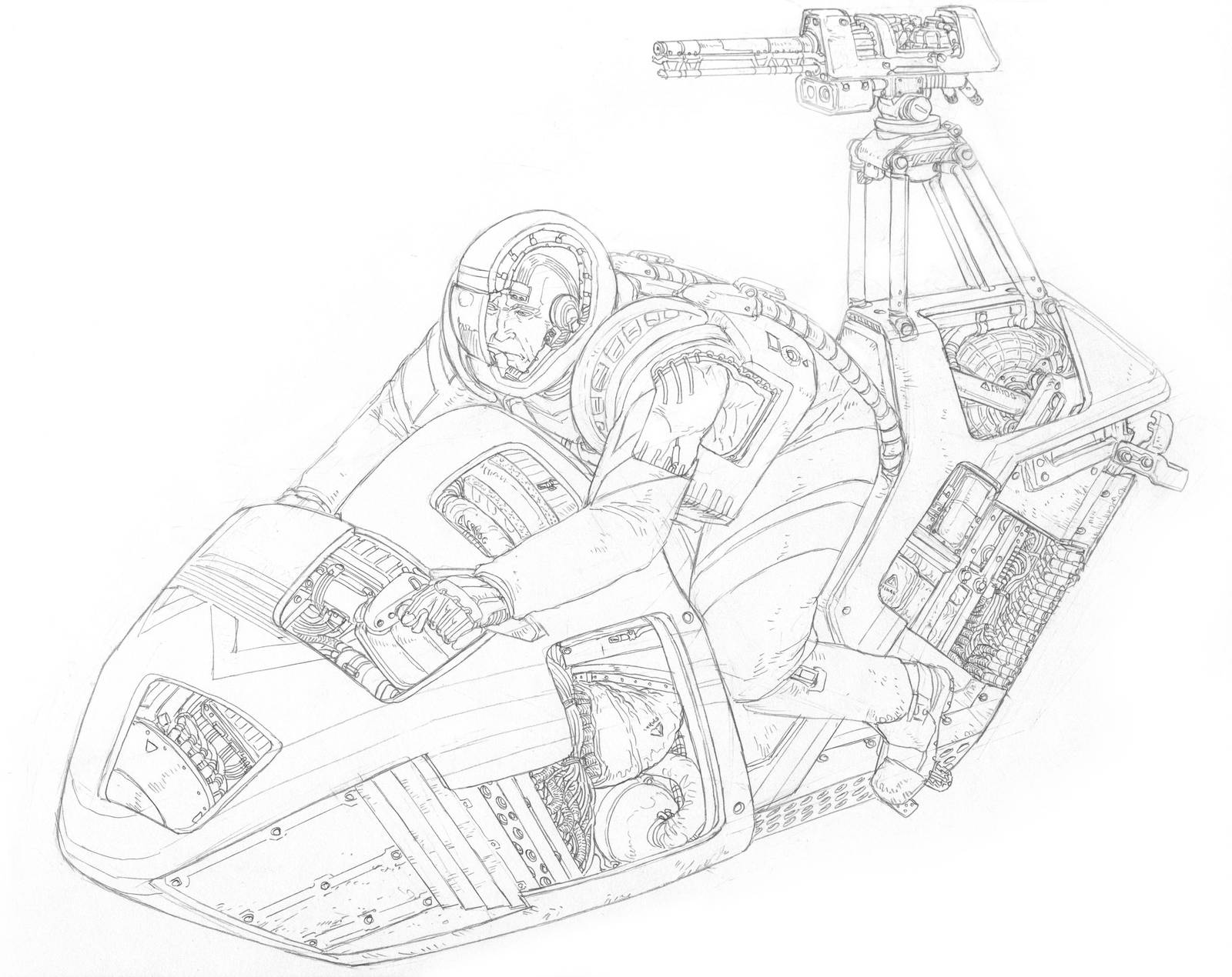 Order Scout Hoverbike cross-section- sketch by PenUser