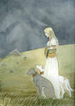 Merovingian Woman with Hounds by akitku