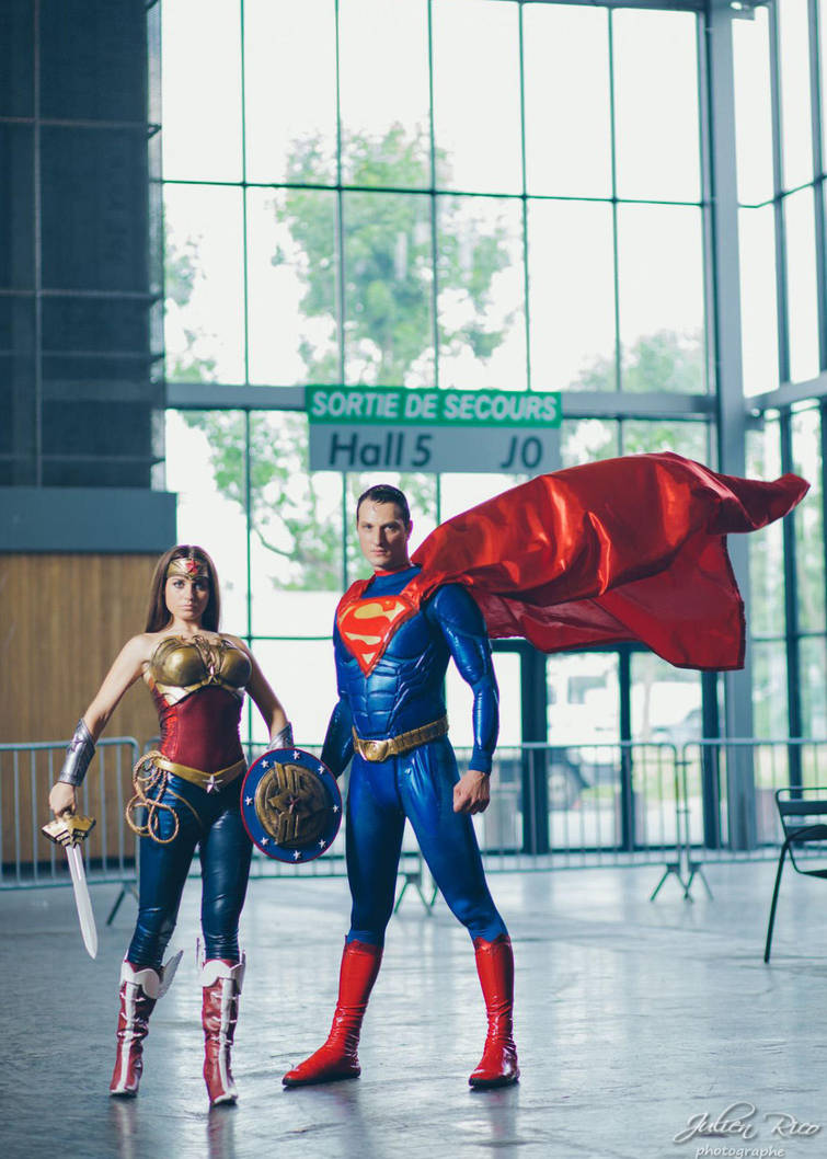 Wonder Woman Injustice and Superman cosplay by joulii91