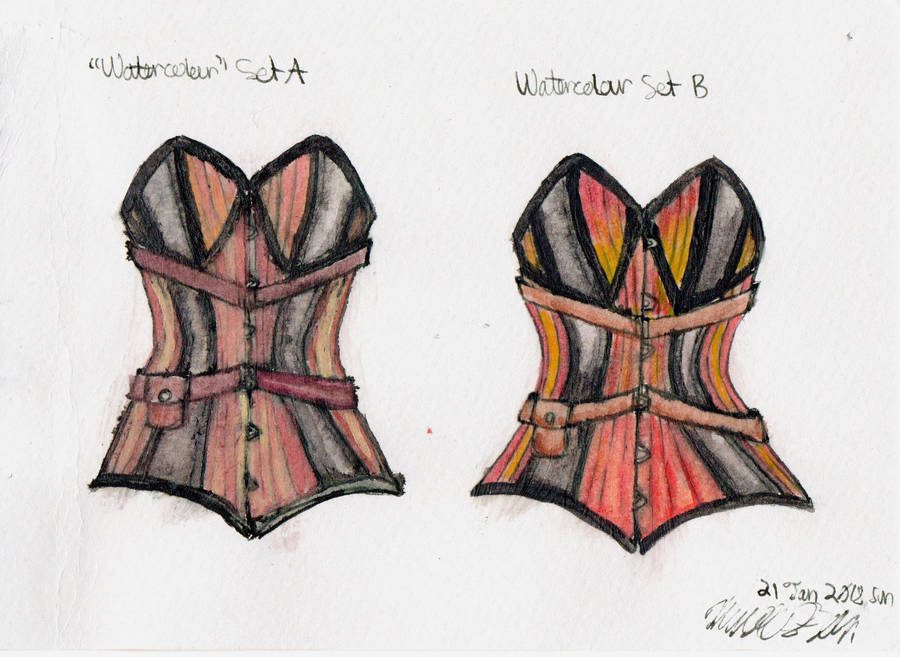 Corset study - Watercolour Comparison by NekoMarik