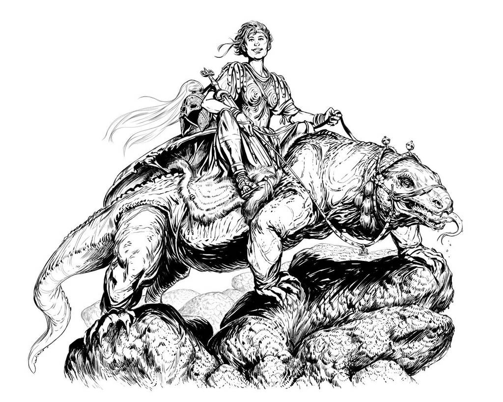Warrior and Her Rock Lizard by Merlkir