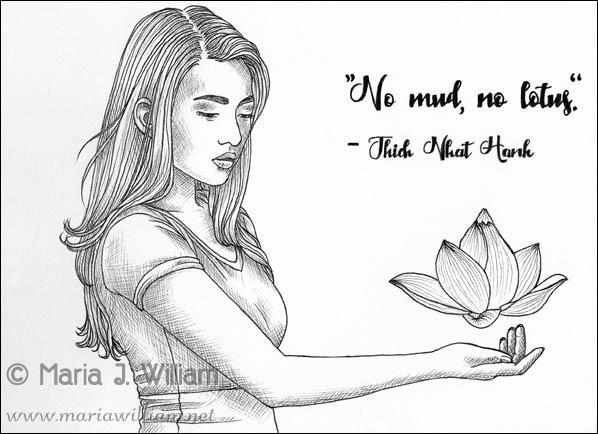 Inktober 2018 - No Mud No Lotus by MJWilliam