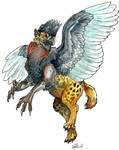 Guineafowl-Hyena Gryphon by caramitten
