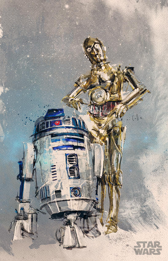 r2d2 c3po - Disney commission (Star Wars) by neo-innov