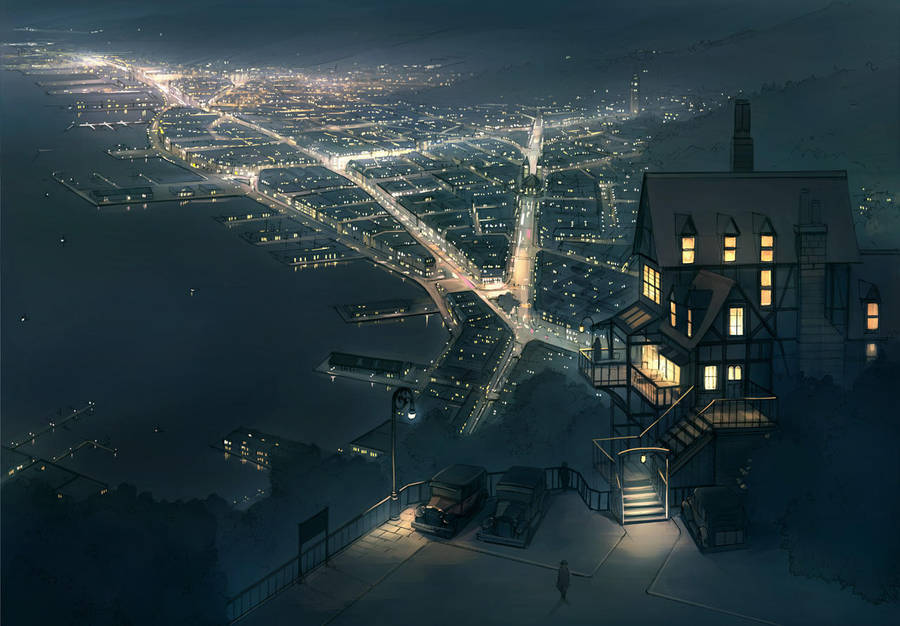 Night view from hill by guntama
