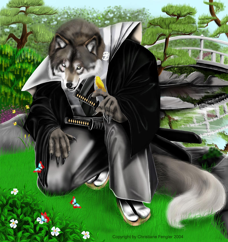 Samurai Wolf Anthro by chrissi-dinos