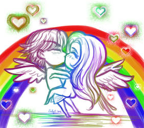 Chibi Gabriel and Raziel Kissies by EmilyCammisa
