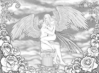 Gabriel and Raziel in Love Lineart by EmilyCammisa