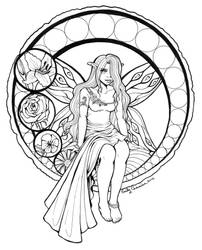 Stained Glass Fairy Lineart by EmilyCammisa
