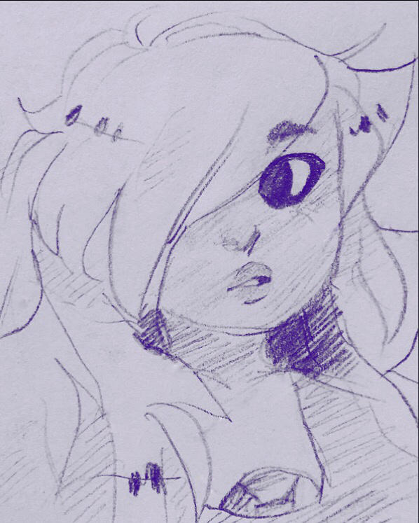 amethyst has the best design in su?? just like.. poofy hair and only one eye to draw is my aesthetic this is the sketchier version of another amethyst (+ the other crystal gems) i drew later. still...