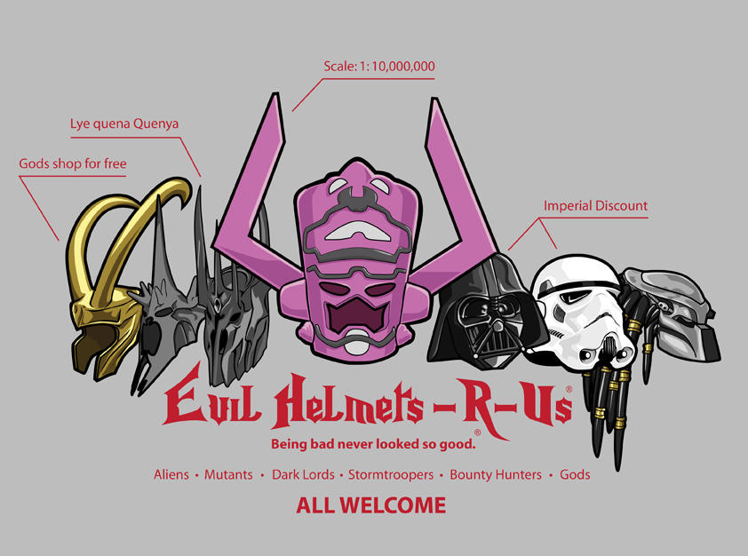 Evil Helmets-R-Us by mattcantdraw
