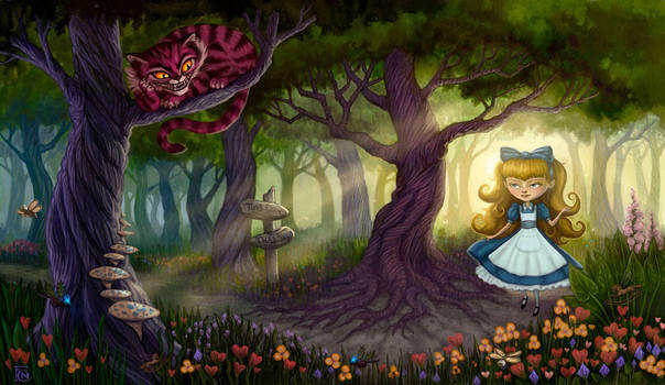 Alice Meets the Cheshire Cat by feliciacano