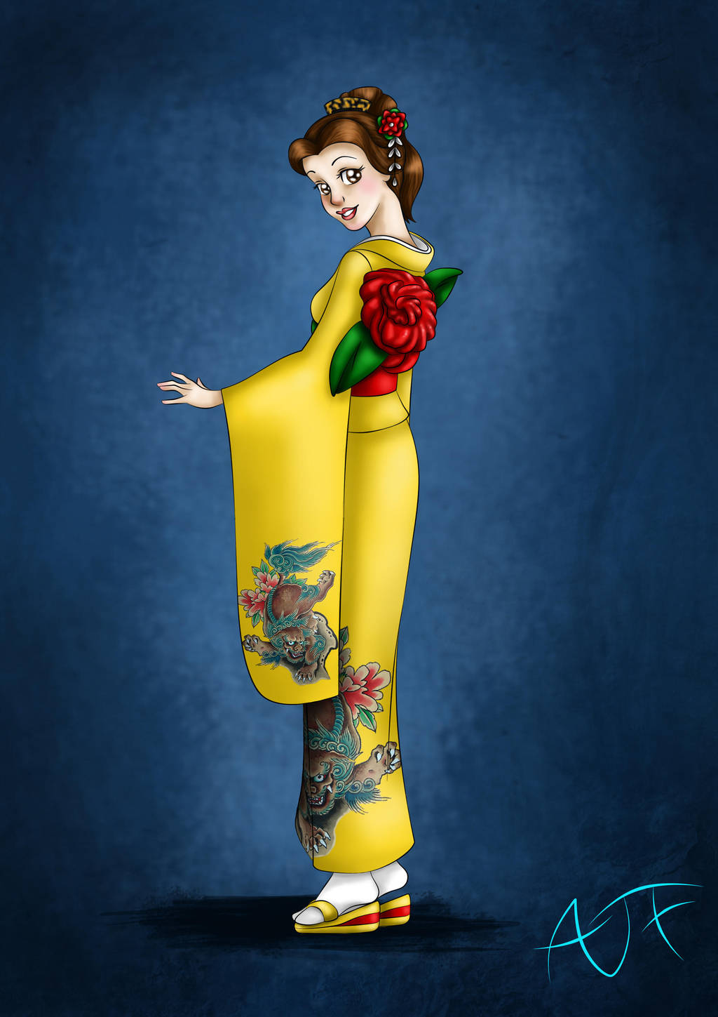 Kimono Disney Princesses : Belle by Atomicfrog83 on DeviantArt