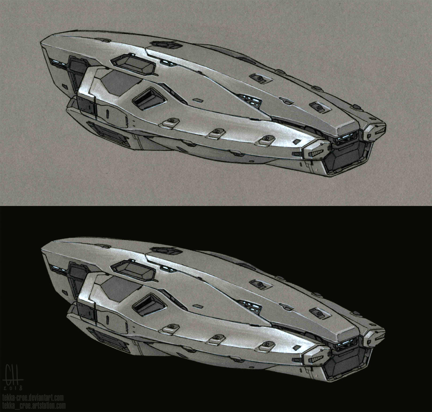 Inktober 2018 Day 28 (Landing Frigate) by Tekka-Croe