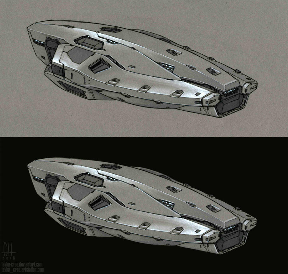 Inktober 2018 Day 28 (Landing Frigate) by Tekka-Croe