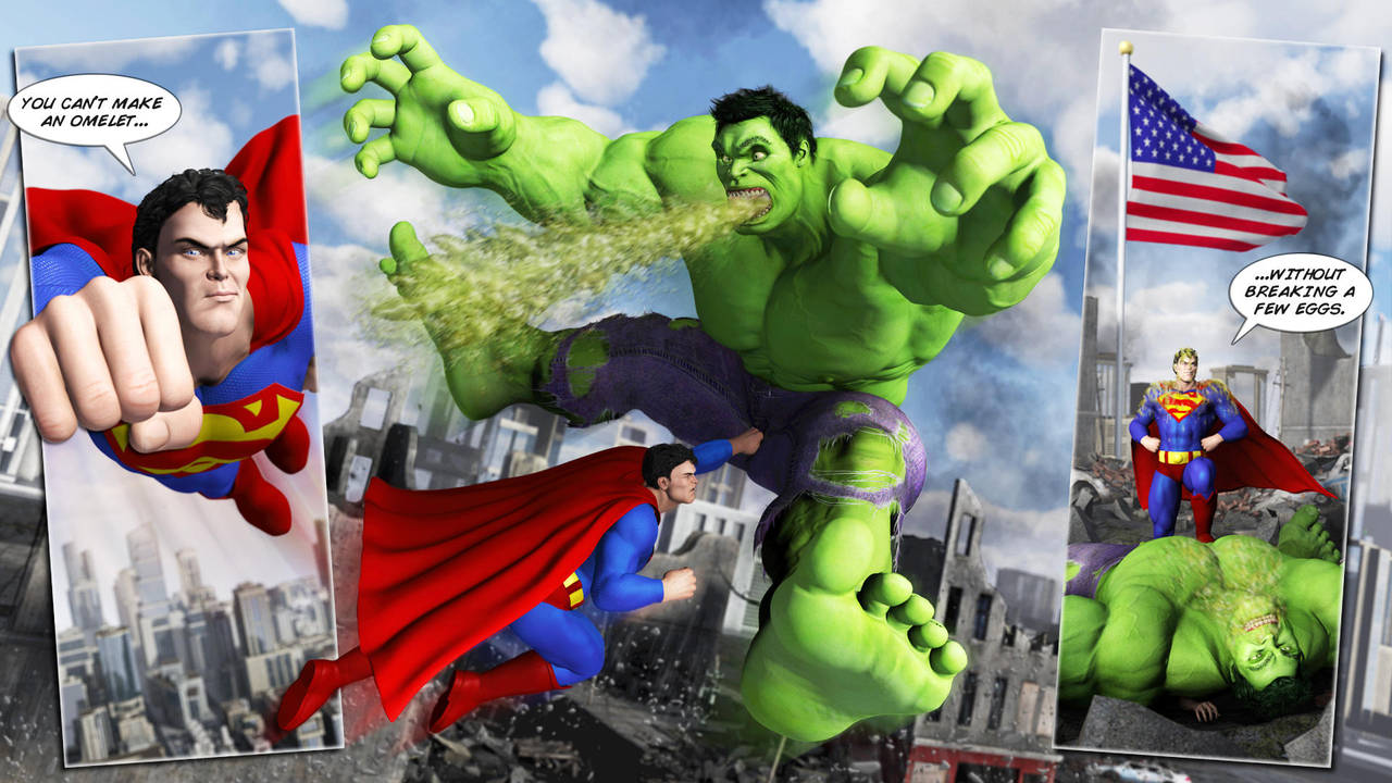 Superman vs HULK: Cheap Shot by Swawa3D