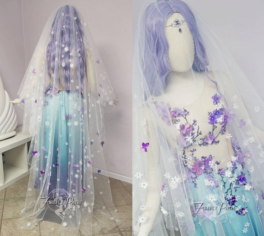 Plum Blossom Bridal Gown - Back View by Firefly-Path