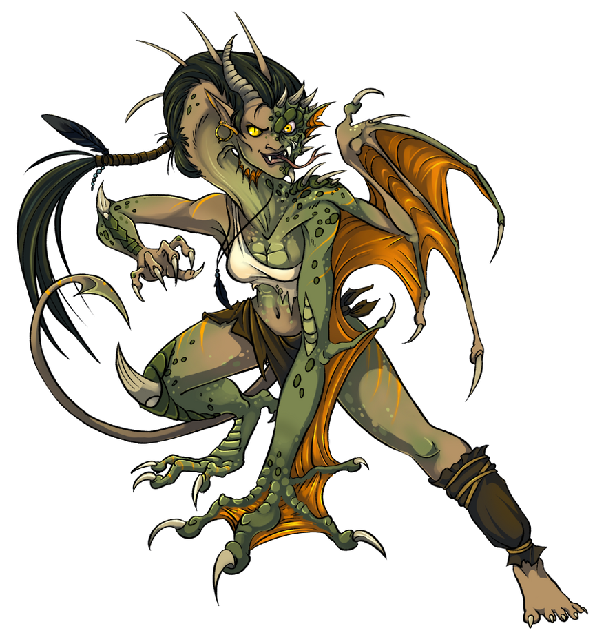 Commission: Atypical Dragon Girl by Bilious