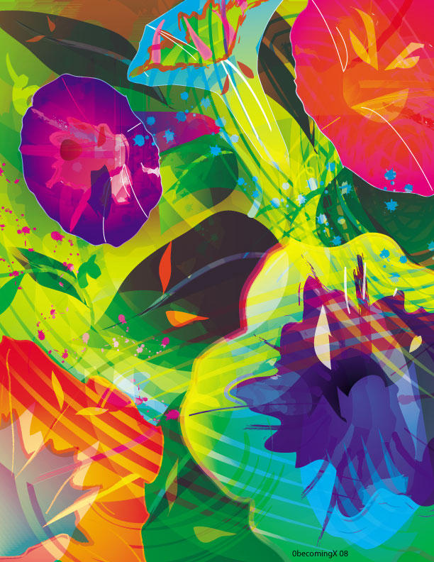 vector flowers by 0becomingX