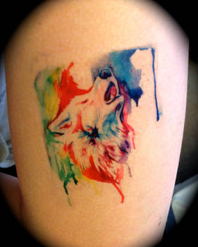 Rainbow Wolf Temporary Tattoo by Lucky978