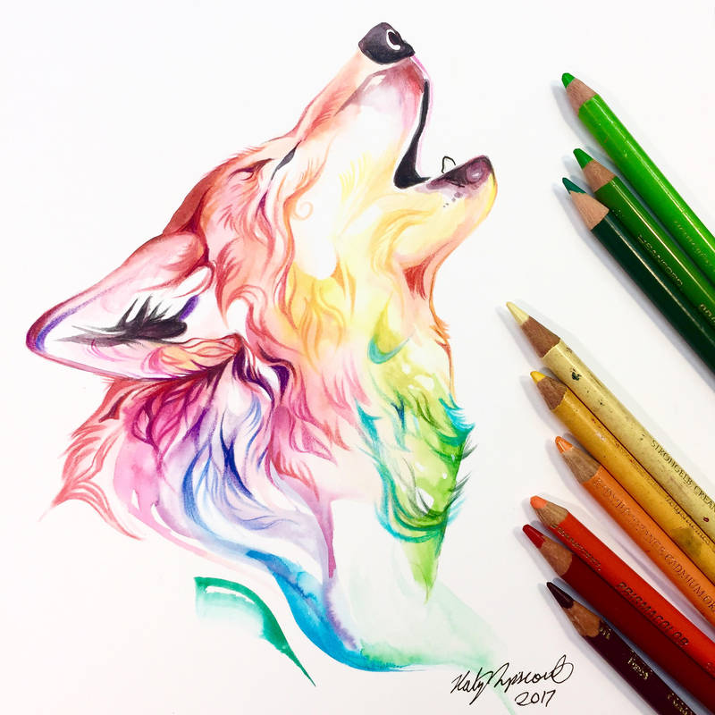 Colorful Howling Wolf by Lucky978 on DeviantArt