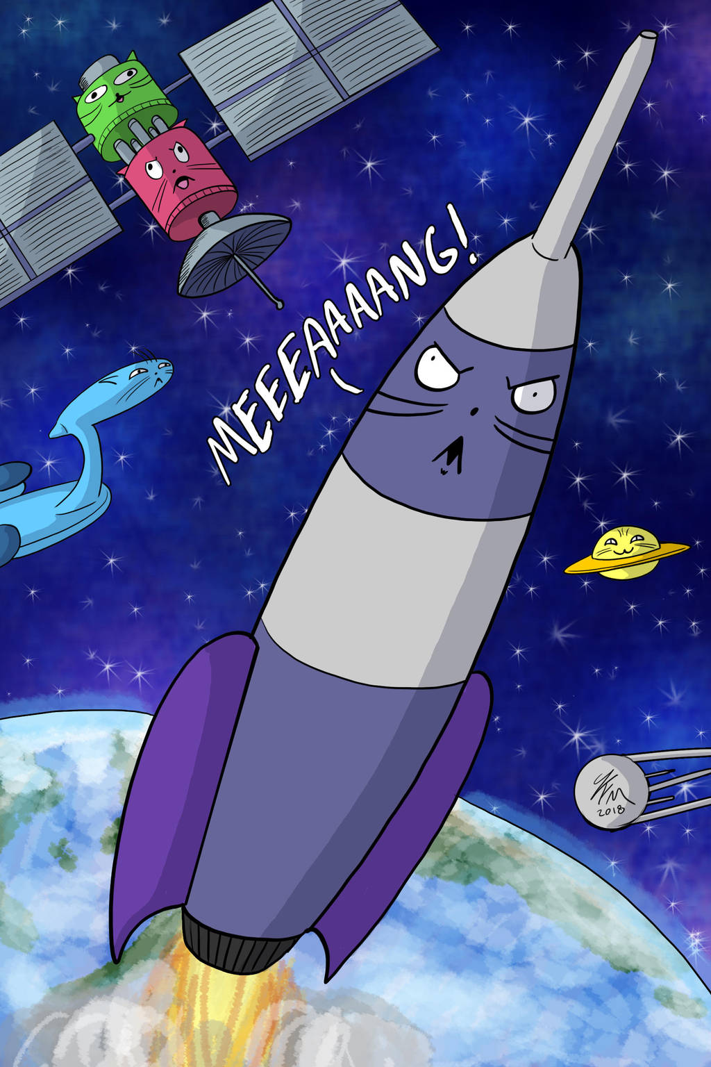 Crazy Cat Rocket by JFMstudios