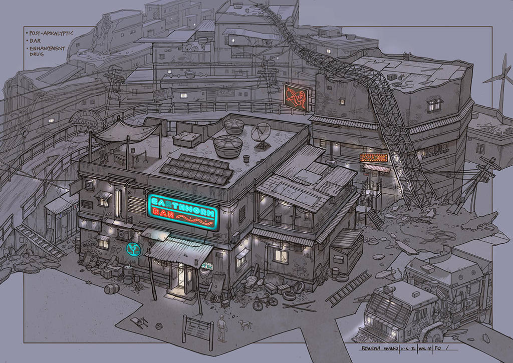 post apocalyptic slum village (2) by rowenawangart
