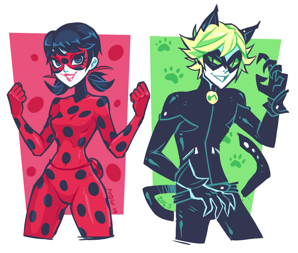 Miraculous Ladybug and Chat Noir by ZoeStanleyArts
