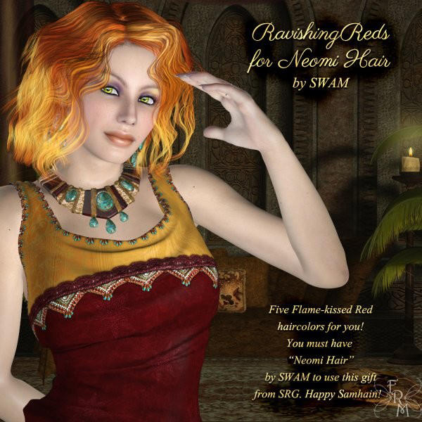 Red Neomi Hair V4 (freebie) by Sidhe Rose Graphics by FantasiesRealmMarket