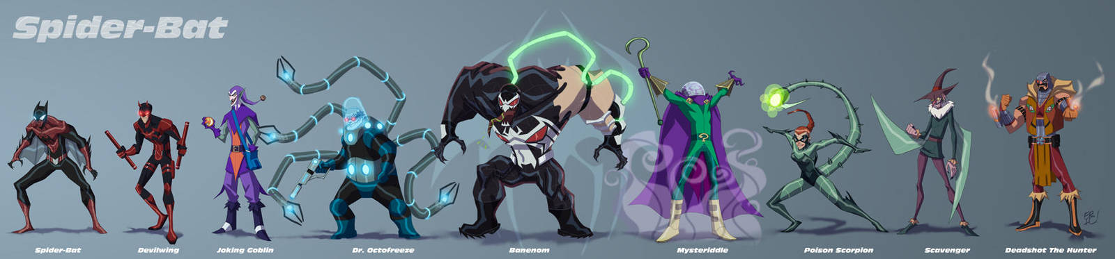 Spider-Bat Line Up by EricGuzman