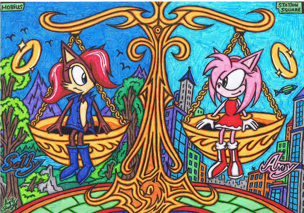Sally Acorn * Amy Rose - The Balance Of Reputation by AceOfSpeed94