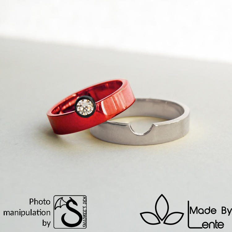 Pokeball style wedding ring by shadree