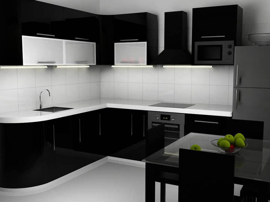 Black N White Kitchen Interior By Voserna On Deviantart Black N White Kitchen Interior By Voserna