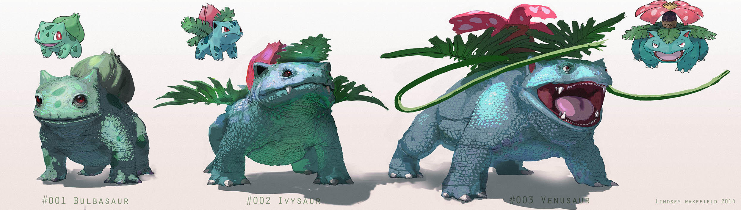 Pokemon: Bulbasaur, Ivysaur, Venusaur by LindseyWArt