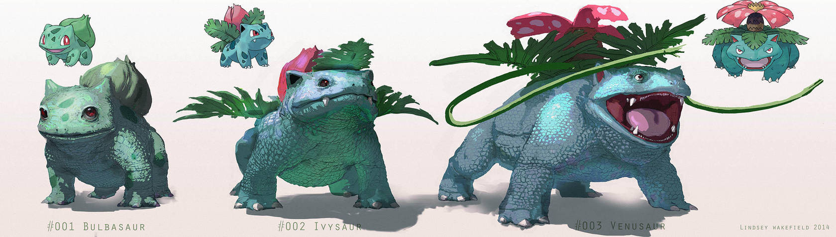Pokemon: Bulbasaur, Ivysaur, Venusaur by LindseyWArt