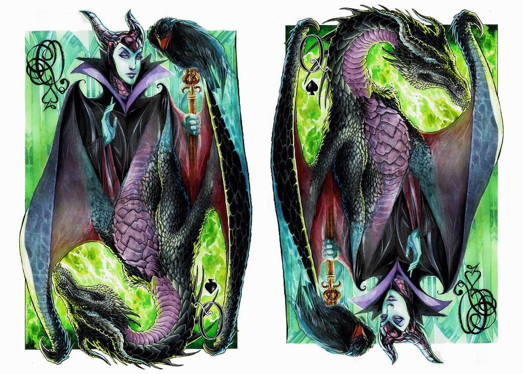Maleficent, The Queen of Spades - Watercolor by dreamflux1