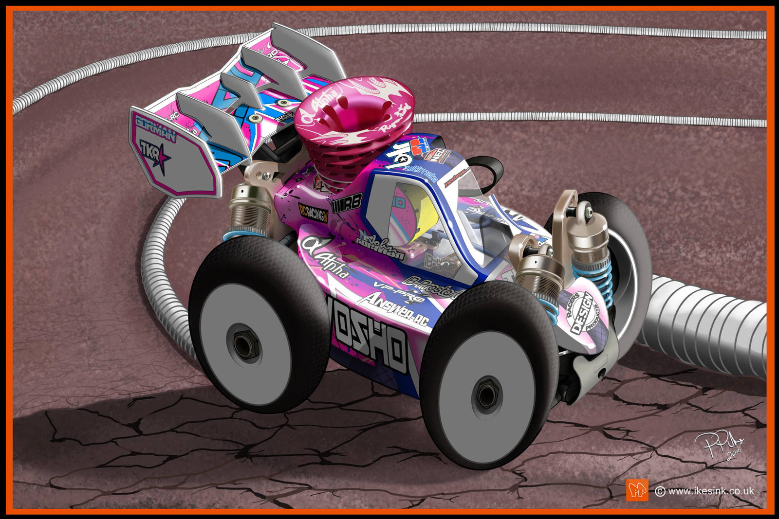 RC Cartoon of Kyosho MP9 nitro buggy by PIKEO