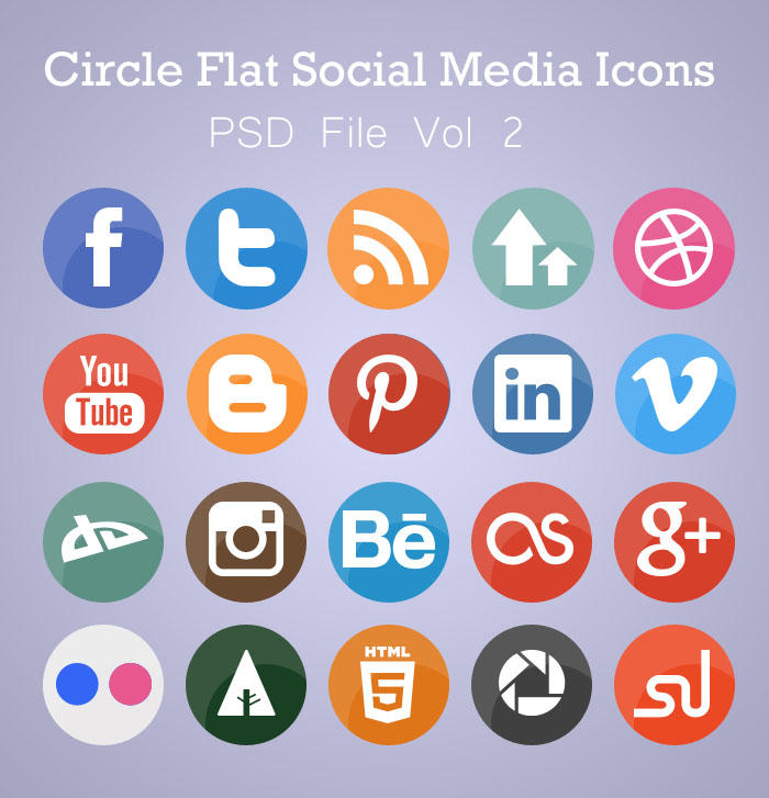 Free Flat Circle Social Media Icons (PSD) by AinsleyB