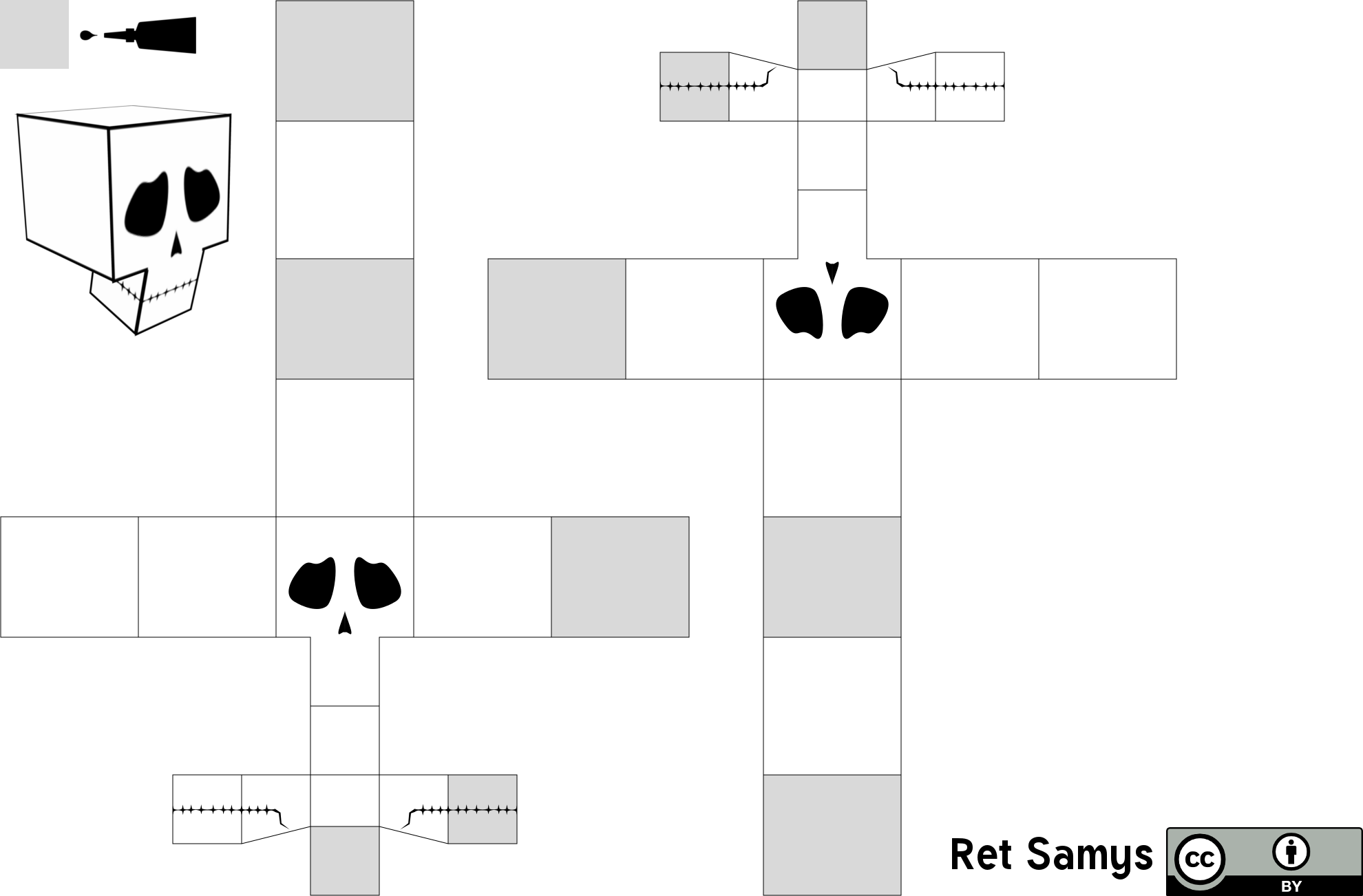 Papercraft Skull Template by RetSamys