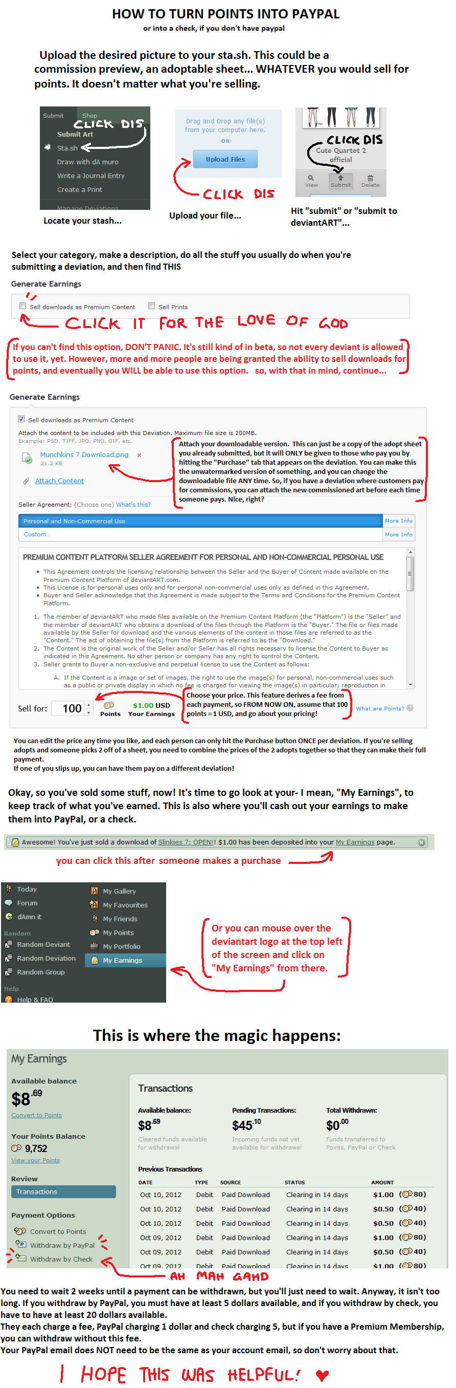 Points To PayPal (or check) TUTORIAL by Sergle