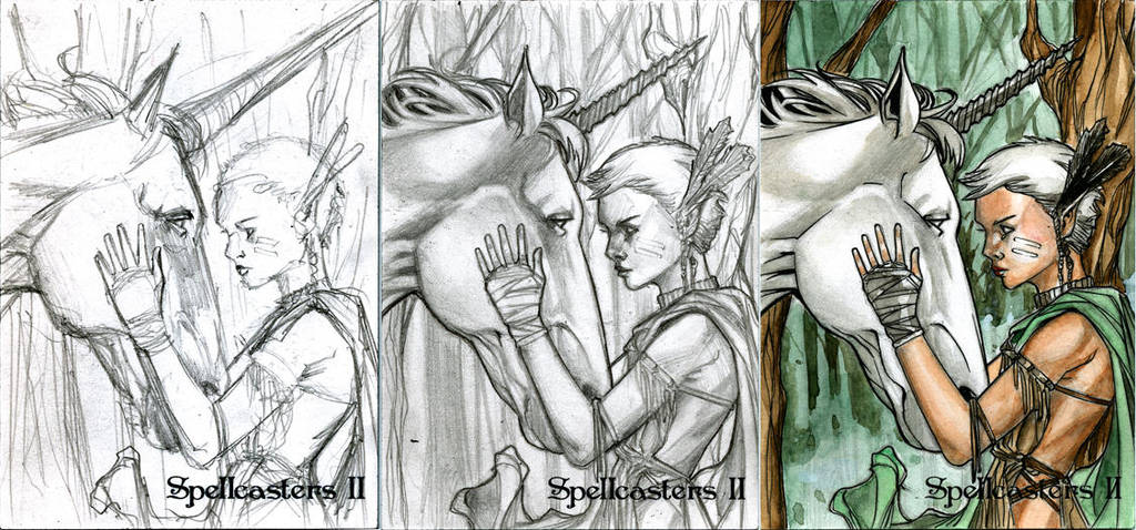Spellcaster Elf and Unicorn by Csyeung