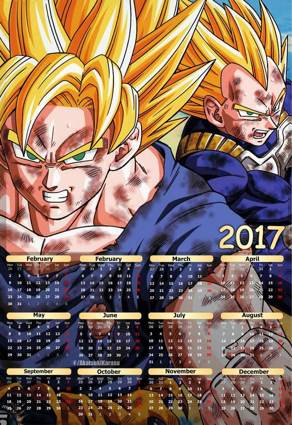 2017 anime calendar DBZ 04 (EnglishSpanish) by AkatsukiKarasu on